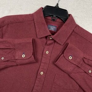 UNTUCKit Flannel Shirt Mens Medium Slim Fit Maroon Red Button Up Chamois Banfi